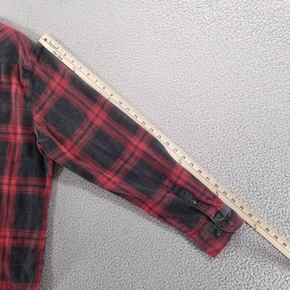 32 Bar Blues Shirt Mens Large Black Plaid Double Wall Layer Buffalo Check Plaid